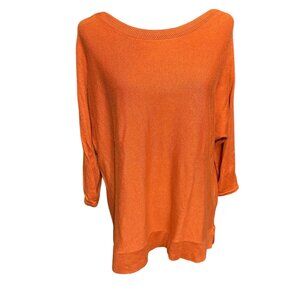 Chico's Sweater Size 3 XL Orange 3/4 Sleeve Touch of Cashmere Shirt Top